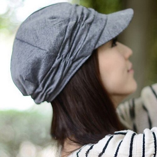 Women Pleated Peaked Cap Hat Casual s Travel Sunhat