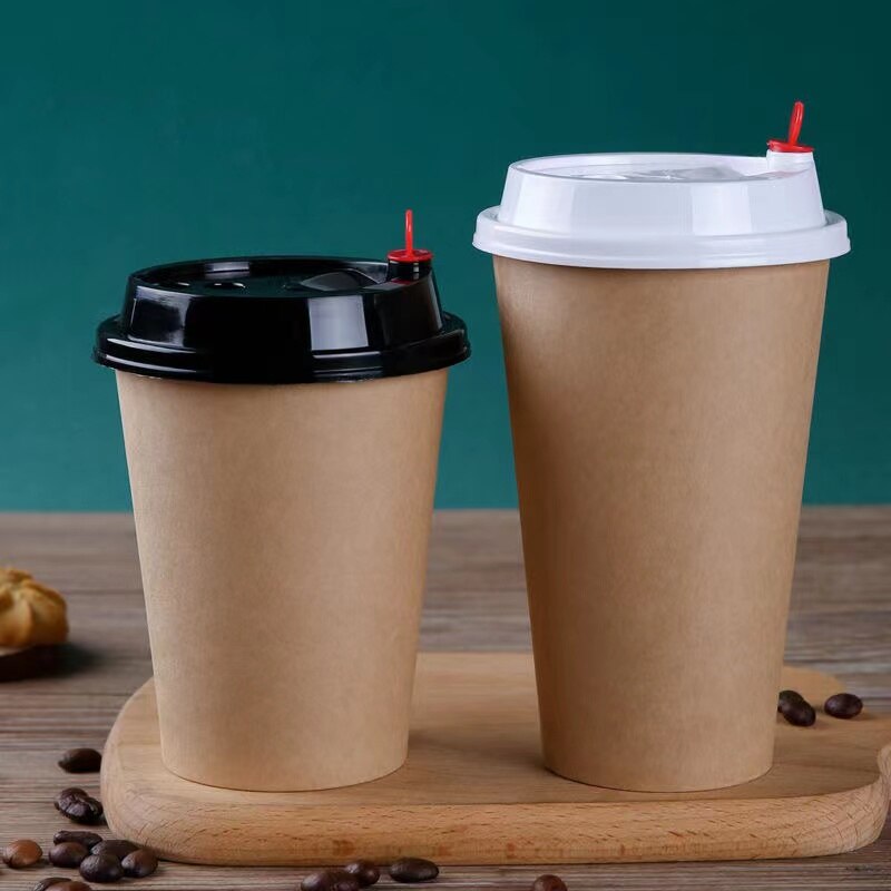 Disposable Paper Cups 8oz/9.5oz Kraft Paper Cups Coffee Milk Cup Paper Cup For Drinking Party Supplies milk tea cup