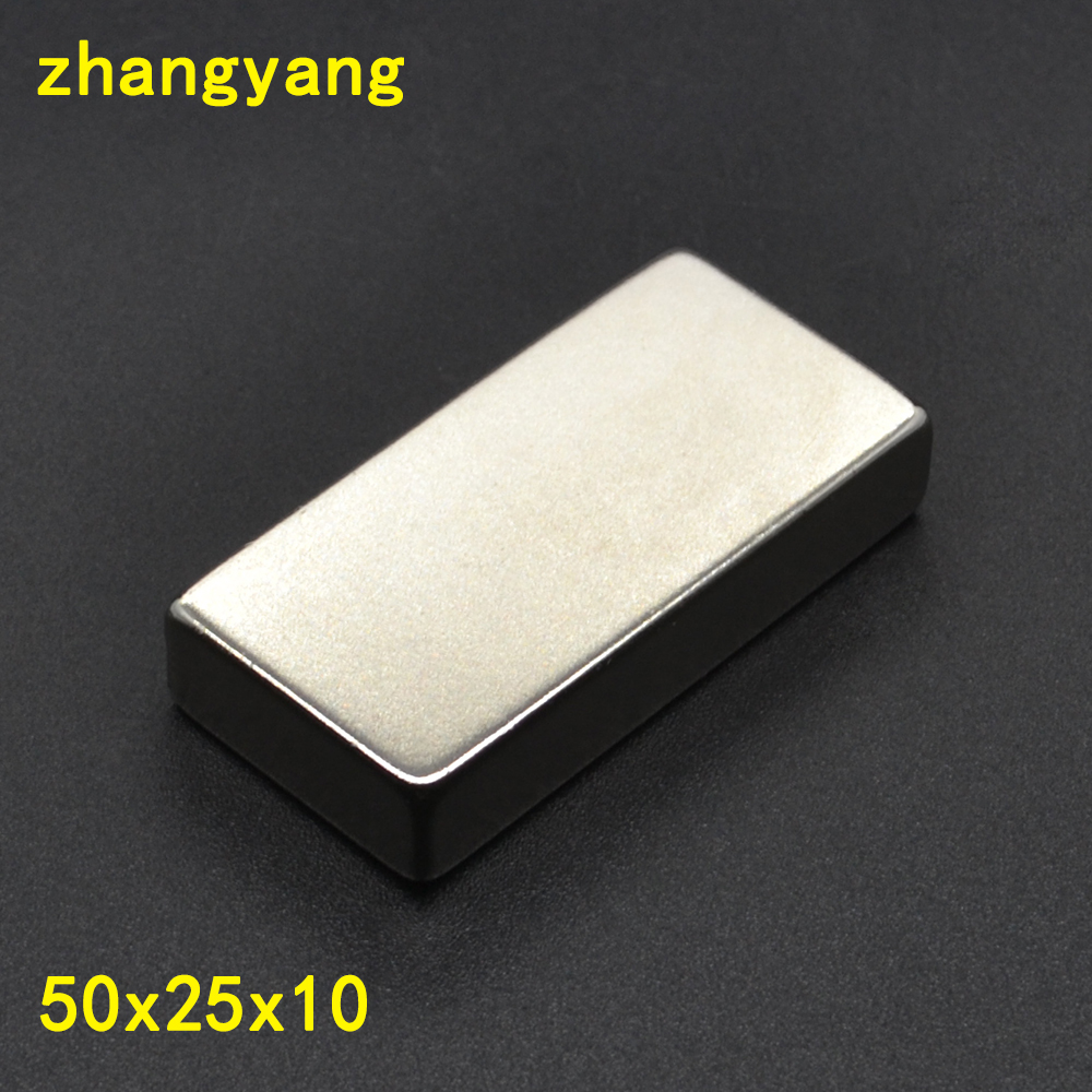1/2/5Pcs 50X25X10 Neodymium Magneet 50 Mm X 25 Mm X 10mm N45 Ndfeb Blok Super Krachtige Sterke Permanente Magnetische Imanes
