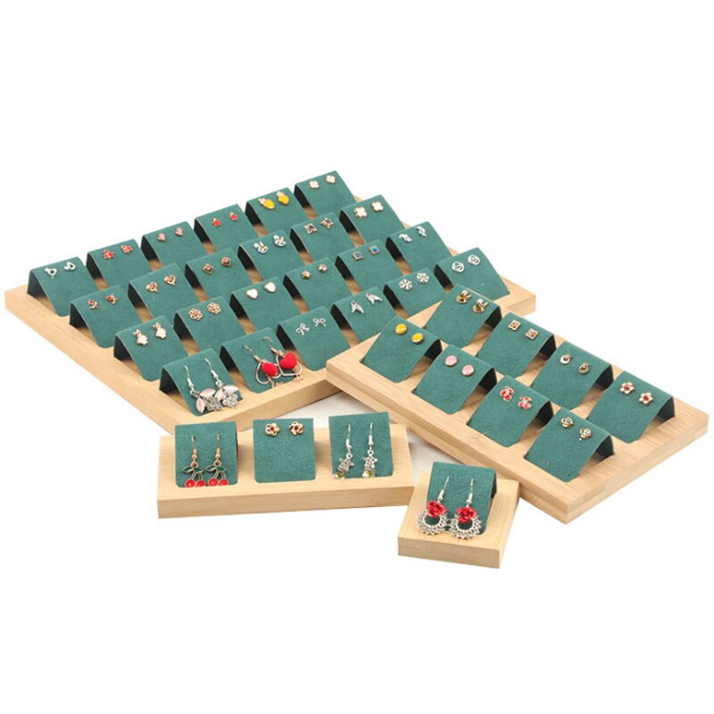 Drewniany schowek na kolczyki tacka na karty na akcesoria robić biżuterii wyświetlacz biżuteria pierścionek naszyjnik Organizer robić ekspozycji