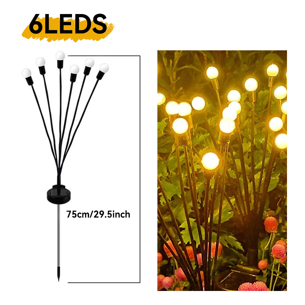1pc stk . 6/8/10 led-pakke med solcelledrevne ildfluelys, opgraderede solcelledrevne havelys, vandtætte solcelledrevne svajende landskabslys: Rgb