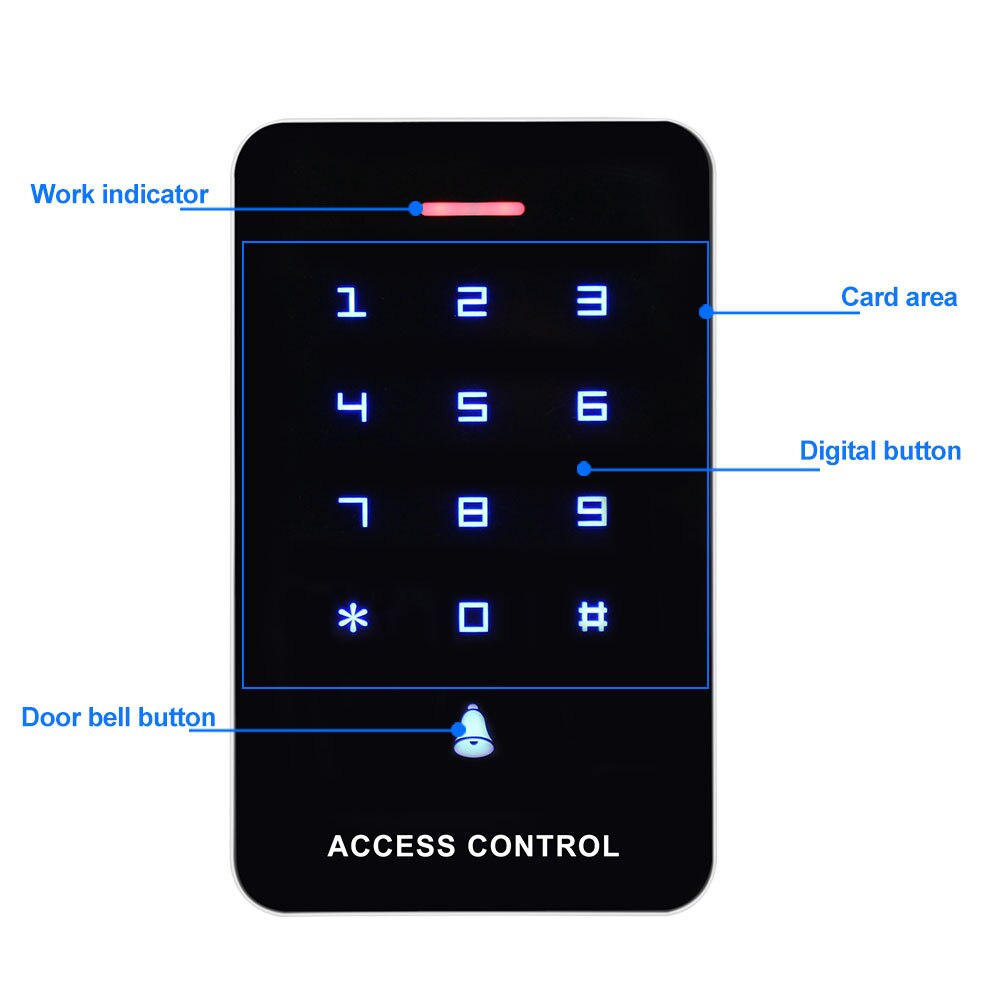 RFID Access Control Tastaturen Kunststoff Controller Reader 1000 Benutzer Passwort Volle Programm mit 125KHz EM ID Keyfobs Karte