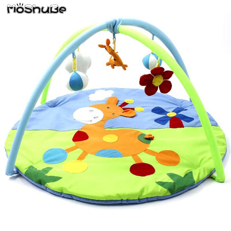 Baby ​Activity Gym 0-12M Play Mat Gym Fitness Rack Cartoon Kids Rug Animals Pad Toys Crawling Cotton Carpet Game with Rattles