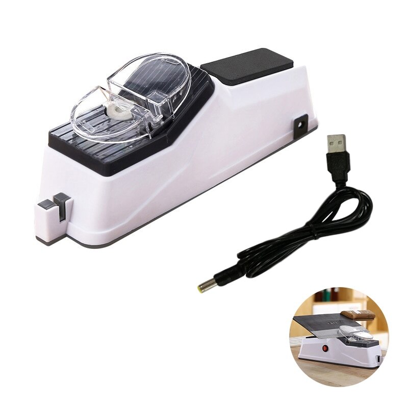 USB Electric Knife Sharpener Adjustable For Kitchen Knives Tool Knife Scissor Sharpening White medium and fine grinding blade: Tyoe-A
