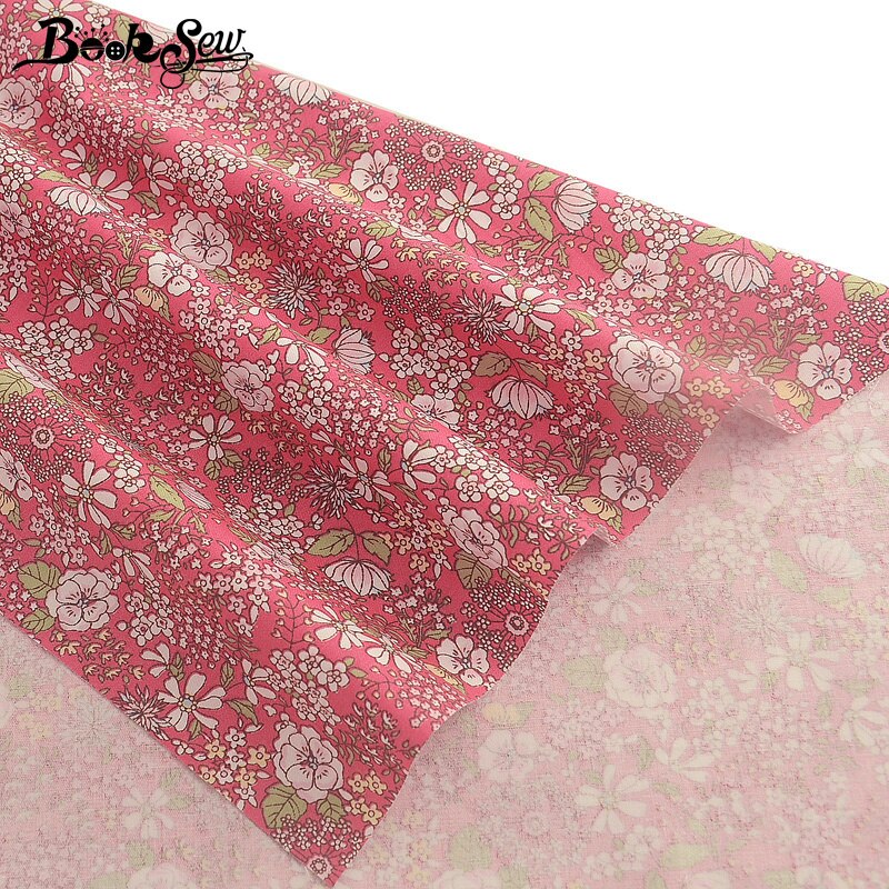 Booksew Tissu Tecido Printed Floral DIY 100% Cotton Pink Twill Sewing Textile Fabric Meter DIY Dress Material Telas Por Metro