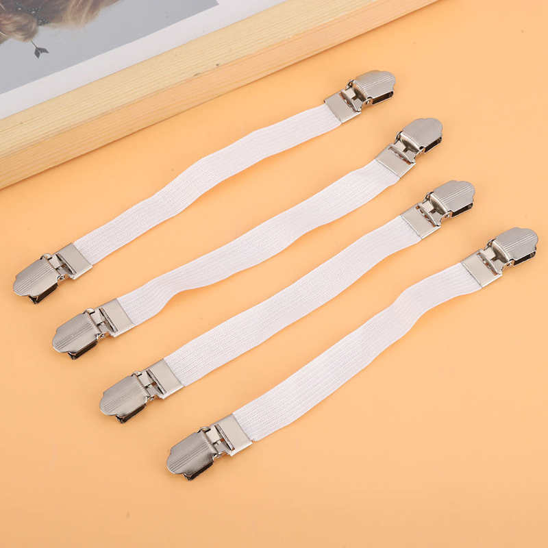 4pcs Elastic Bed Sheet Grippers Double Head Clips Gripper Holder Suspender Bed Sheet Fasteners Home Textiles Organize Gadget