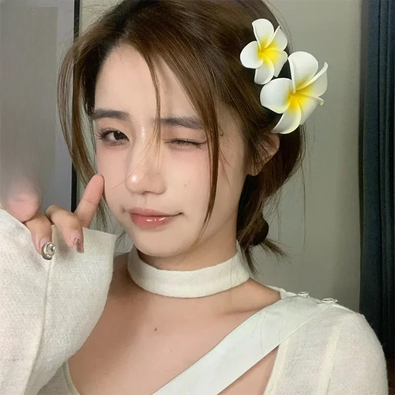 Pinzas para el cabello de flores de Plumeria para mujeres y niñas, horquillas, pasadores de flores de huevo, bolso hawaiano para de boda, sombrero, accesorios para el cabello