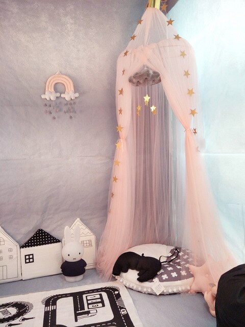 Opknoping Kids Baby Beddengoed Dome Bed Canopy Chiffon Klamboe Bedcover Gordijn Baby Kinderen Spelen Home Decor Bed Canopy Prinses: Roze