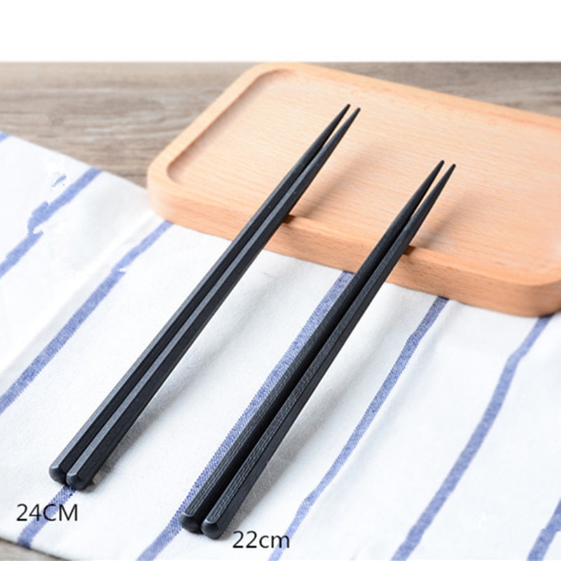 (10Pairs) Japanese Sushi Chopsticks Long Sticks Household Kitchen Reusable Black Chopsticks