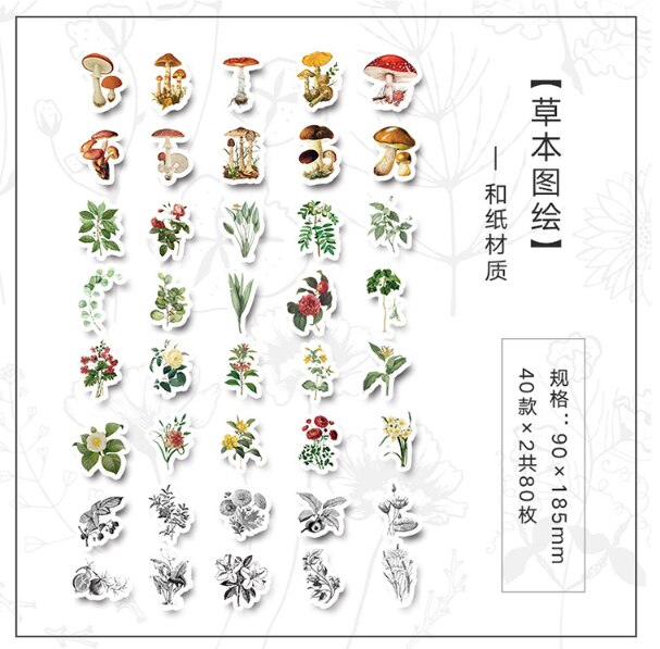 80 Stks/pak Kawaii Briefpapier Stickers Kleine Verse Retro Dagboek Planner Decoratieve Mobiele Stickers Scrapbooking Diy Craft Stickers: bencaotuhui