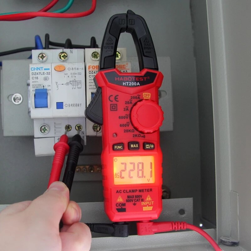 AC DC Mini Digital Clamp Meter Electrician Repair Tools Digital Multimeter Current Voltage Resistance Continuity Tester HABOTEST