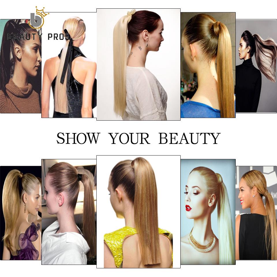 Lange Rechte Clip In Haar Staart Valse Haar Paardenstaart Haarstukje Met Haarspelden 22 "26Inch Synthetische Pony Tail Hair extensions