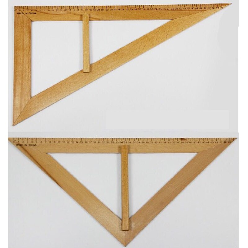 2Pcs Large hand held right angle triangle ruler teaching solid wood original wooden ruler drawing teacher lecture supplies