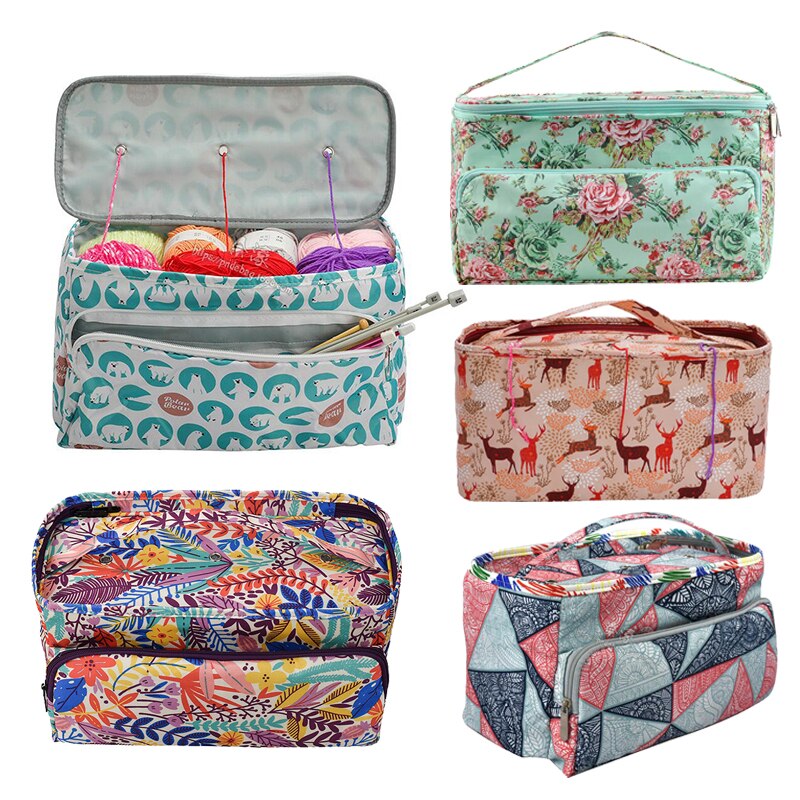 Diy Wol Haaknaald Tool Accessoires Opbergtas Breien Naalden Naaigaren Garen Oxford Doek Printen Organizer Houder