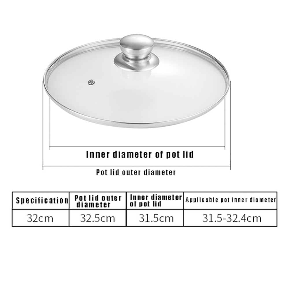 Tempered Glass Pot Lid Stainless steel Rimmed Pan Lid Spill Shatter-Proof Round Chef Glass Cover for Versatile Home Cooking Pan: Brown