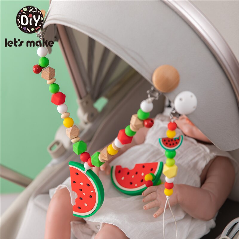 Let's Make Watermelon Teether Children's Bracelet Toys Rattles Nipple Clips Stroller Chain Necklaces Baby Christmas