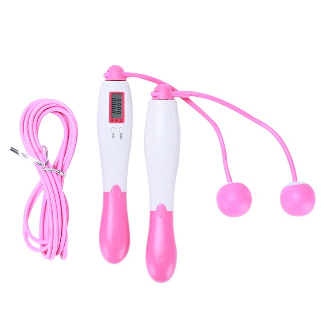Cordless Jump Ropes with Counter Digital Skipping Rope Smart Jump Rope with 4 Modes Fitness Body Building Exercise Rope: Light pink Dual-use