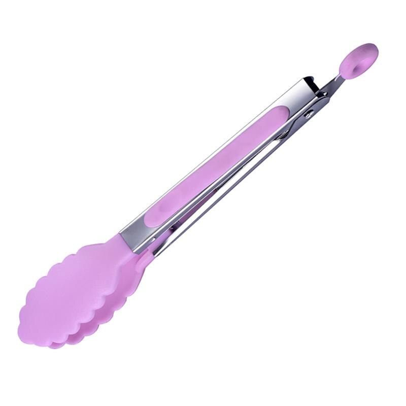 Kitchen Clip Barbecue Tool High-temperature Silicone Nylon Food Clip Stainless Steel Silicone Bread Clip Kitchen ToolAccessories: pink