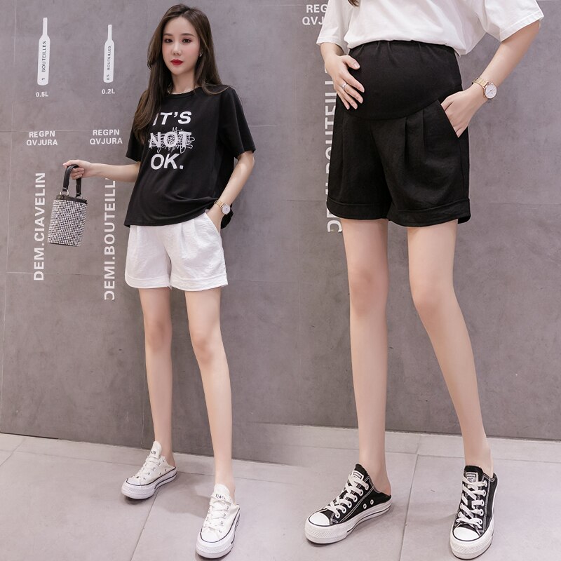 1535 # sommer Dünne Baumwolle Leinen Mutterschaft Shorts Einstellbar Bauch Breite Bein Lose Shorts für Schwangere Frauen Casual Schwangerschaft