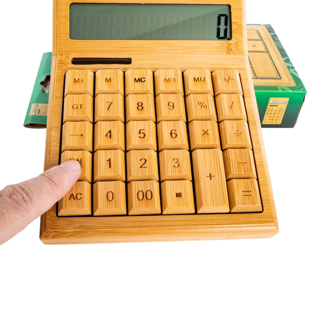 Panel Solar Bamboo Calculator jumbo 12 Digit LCD Display Office school calculator small mini personal student calculator