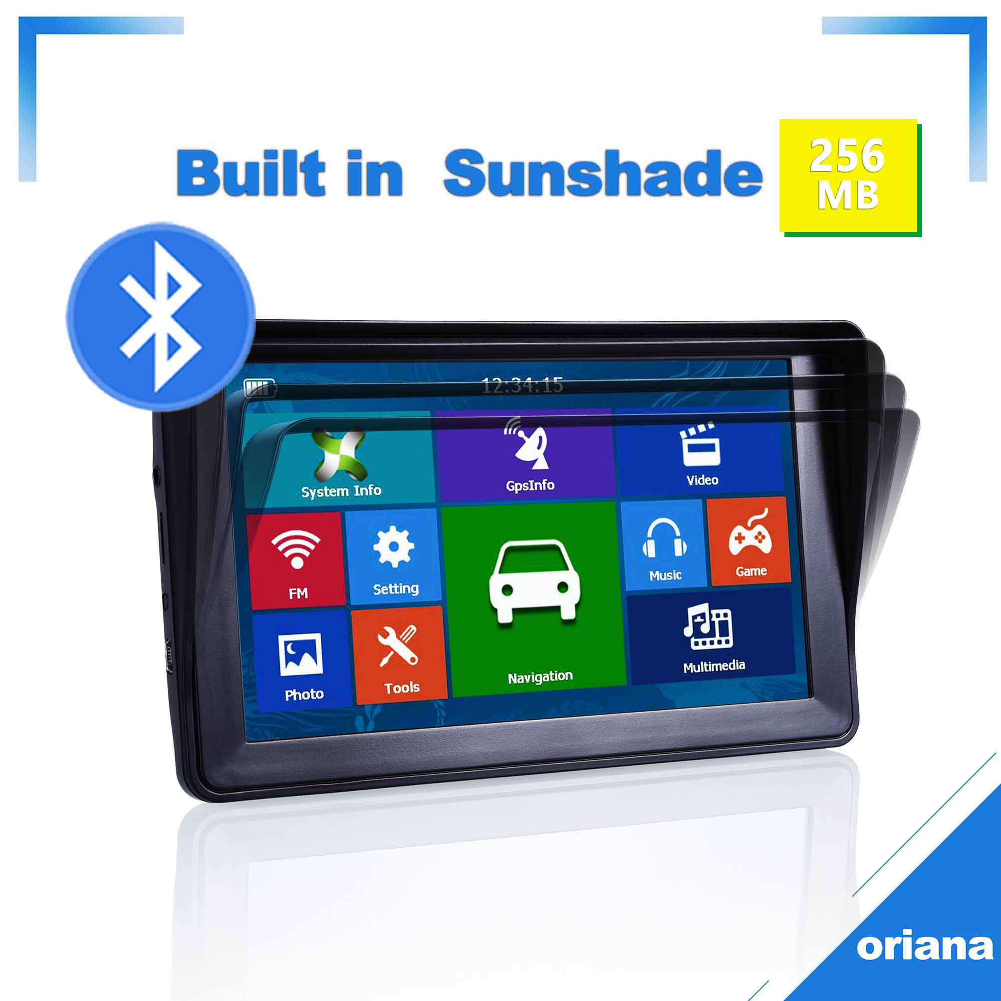 Oriana 7" inch HD Car GPS Navigation SatNav 256/8GB Navigators Bluetooth AV-IN FM MP3/MP4 Players