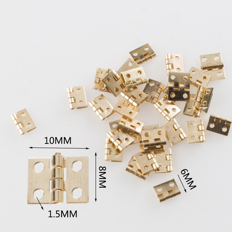 20pcs/lot Mini Cabinet Hinges Furniture Fittings Decorative Small Door Hinges for Jewelry Box Furniture Hardware 8mm*10mm: Gold