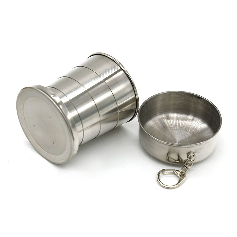 75Ml/150Ml/250Ml Rvs Folding Cup Draagbare Outdoor Reizen Camping Telescopische Cup Met Sleutelhanger water Koffie Handcup