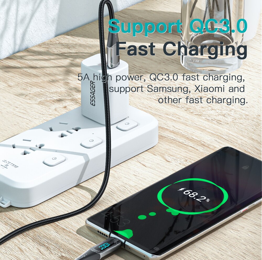 Essager 100W Usb C Naar Usb Type C Kabel Pd Quick Charge 4.0 6A Type-C Kabel Voor xiaomi Mi11 Poco X3 Huawei Samsung Macbook Ipad