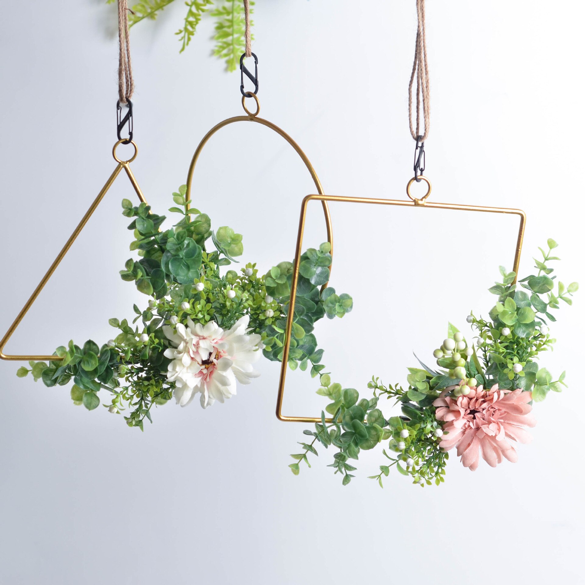 Guld jern metal ring krans krans blomsterkrans bryllup dekoration brud blomster bøjle indretning bondehus dør vægdekoration