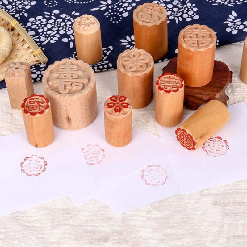 Wooden Cookie Embossing Stamp Set Dessert Stamp DIY Baking Pastry Decoration Mold Cake Tools Kitchen Bakery Accessories