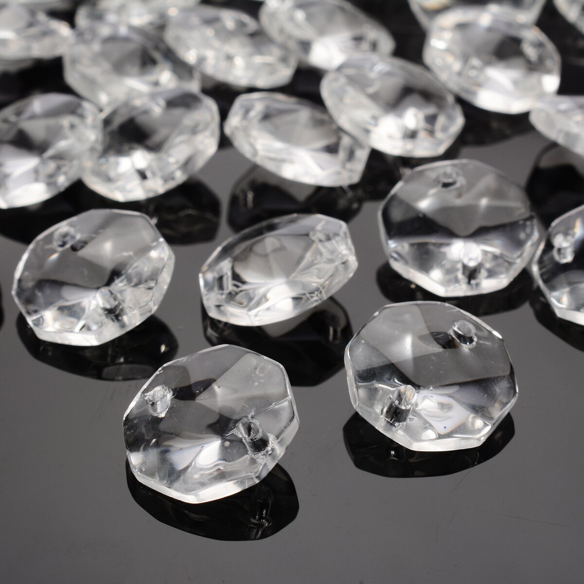 50 stk 14mm klare krystalglas prismer ottekantede perler vedhæng hængende prismer til diy belysning lampe del dekoration boligindretning