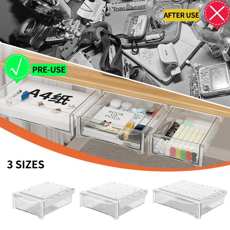 Under-Desk Storage Drawer, A Hidden-Style And Punch - Free Storage Box, Is Ideally Suited For Home And Office Stationery Storage