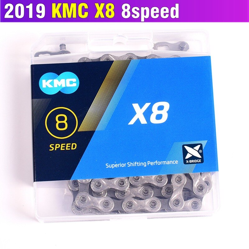 KMC X8 X9 X10 X11 X12 Z9 Z8.3 Bicycle Chain 116L 11 10 9 8 Speed Bicycle Chain With Magic Button for Mountain Bike Bicycle Parts: X8 sliver