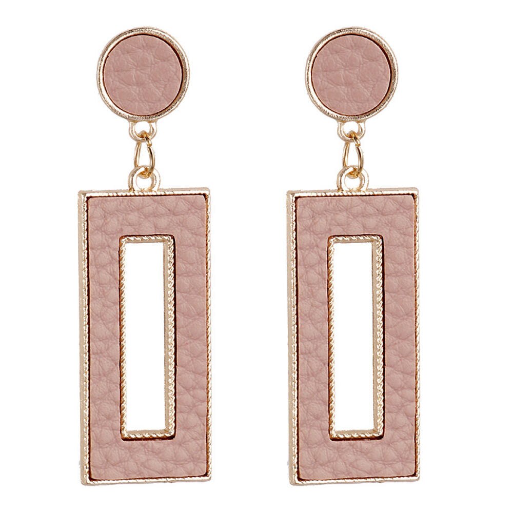 1 paire Europe haut de gamme géométrique carré Pu pendentif boucles d'oreilles femme tempérament rétro boucles d'oreilles bijoux nouveauté: Estampage à chaud