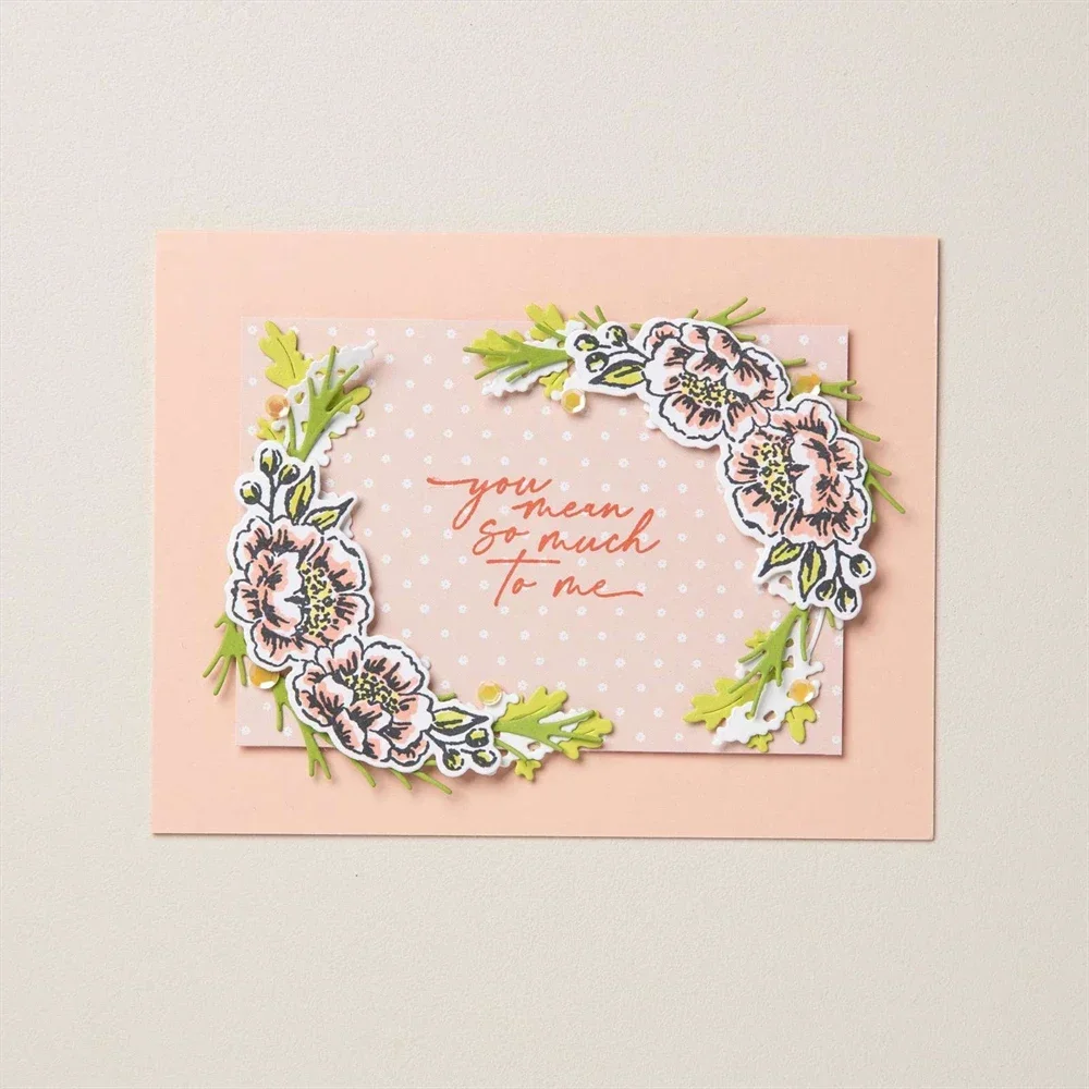 Smuk blomsterkrans med tekst, stempel og skæremaljer med mit hjerte, tedderbjørn, stempelsæt til gør-det-selv scrapbooking, kort, kreative ma