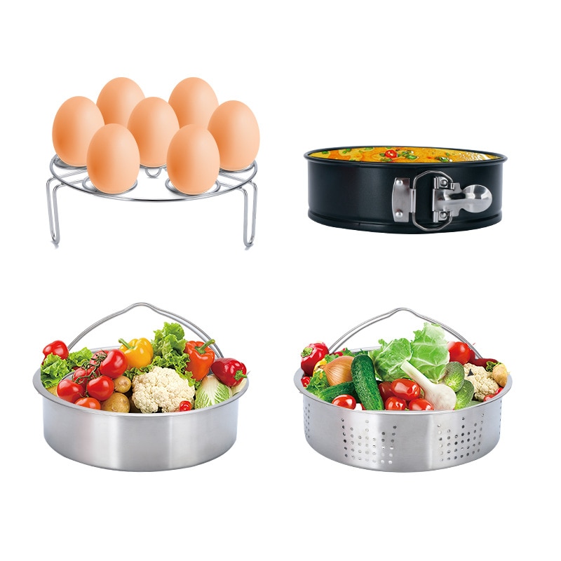 Tillbehör för omedelbar pottuppsättning vegetabilisk ångkorg äggkokare rack non-stick springform pan skål maträtt klipp köksredskap
