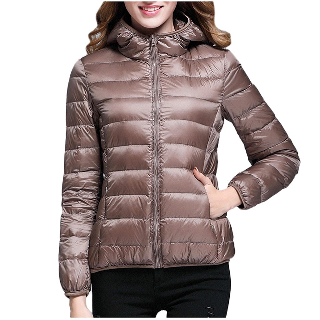 Winter Coat Women Ultra Light Down Jacket White Duck Down Hooded Jackets Parka Casual Female Long Sleeve Solid Outwear Coat