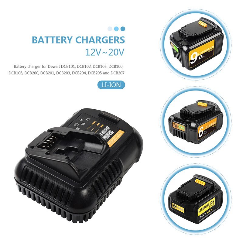 For Dewalt DCB112 12-Volt and 20-Volt MAX Li-Ion Battery Charger Replace DCB200 DCB182 DCB115 DCB107 DCB120 DCB127 DCB206 L50