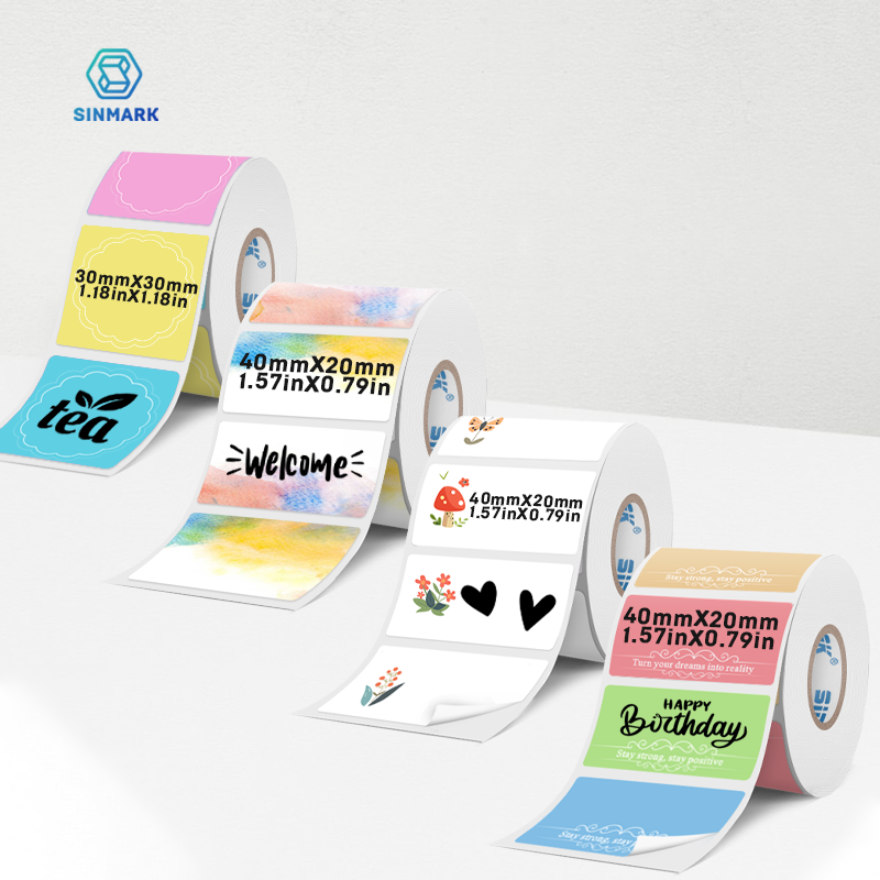 2 Rollen/Set farbiges Etikettenpapier, Thermoaufkleber, Wolken, wasserfeste Etiketten, niedliche handgefertigte DIY-Aufkleber, Verwendung als für Taschendrucker