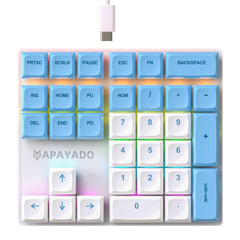 APAYADO-K33 Mini teclado numérico, eixo mecânico azul, RGB,PBT Keycaps, apto para o governo, engenharia, impostos, K33