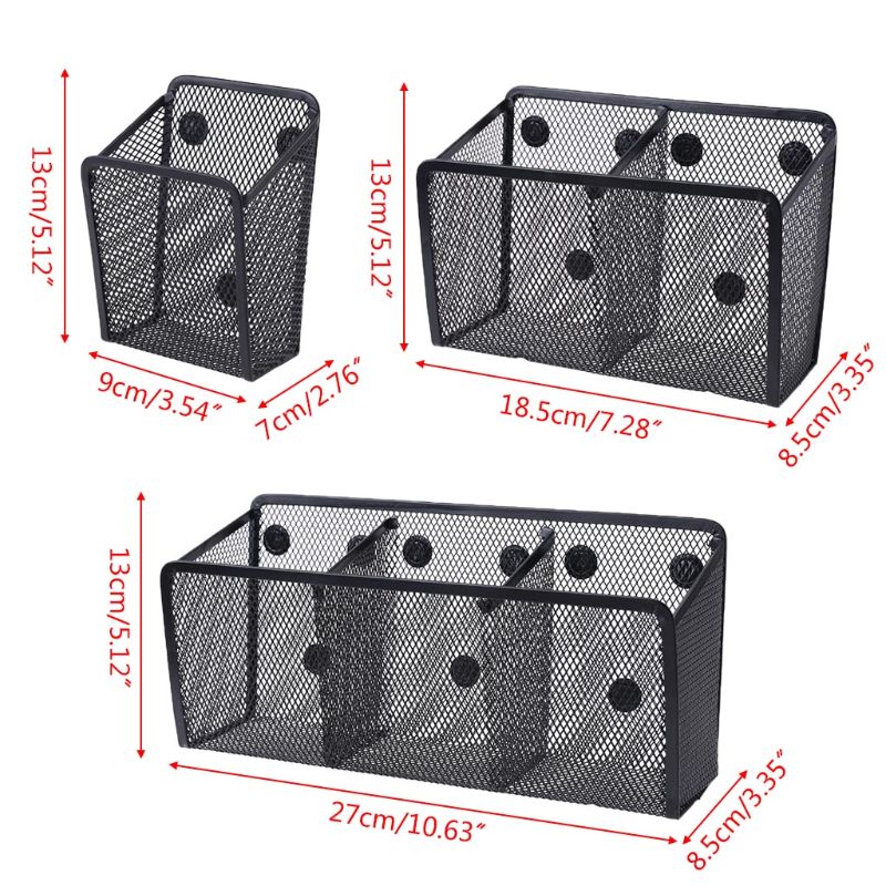 Metal Wire Mesh Magnetic Basket Storage Box Blackboard Chalk Pen Pencil Makeup Storage Organizer