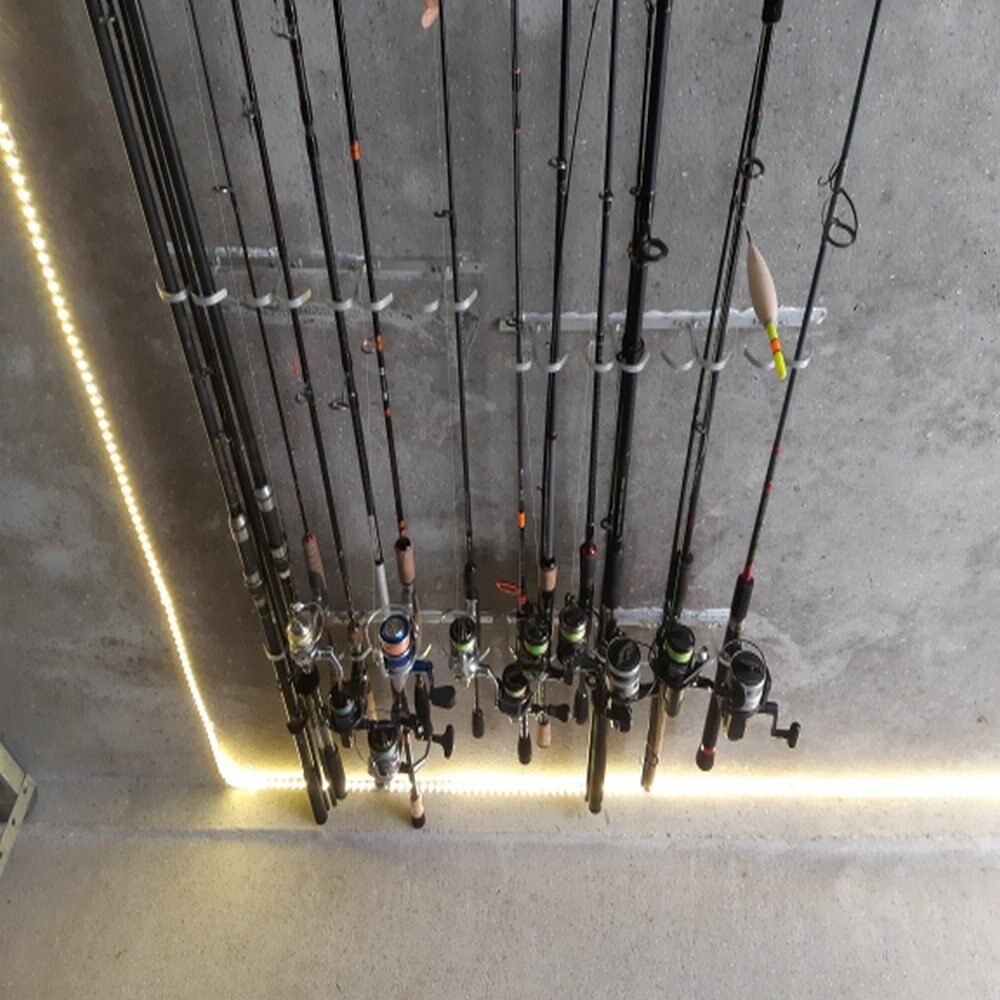 Rack'em Overhead Fishing Rod Rack,8-Rod Fishing Rod Rack,Aluminium Alloy Holder Garage Ceiling Mount Storage