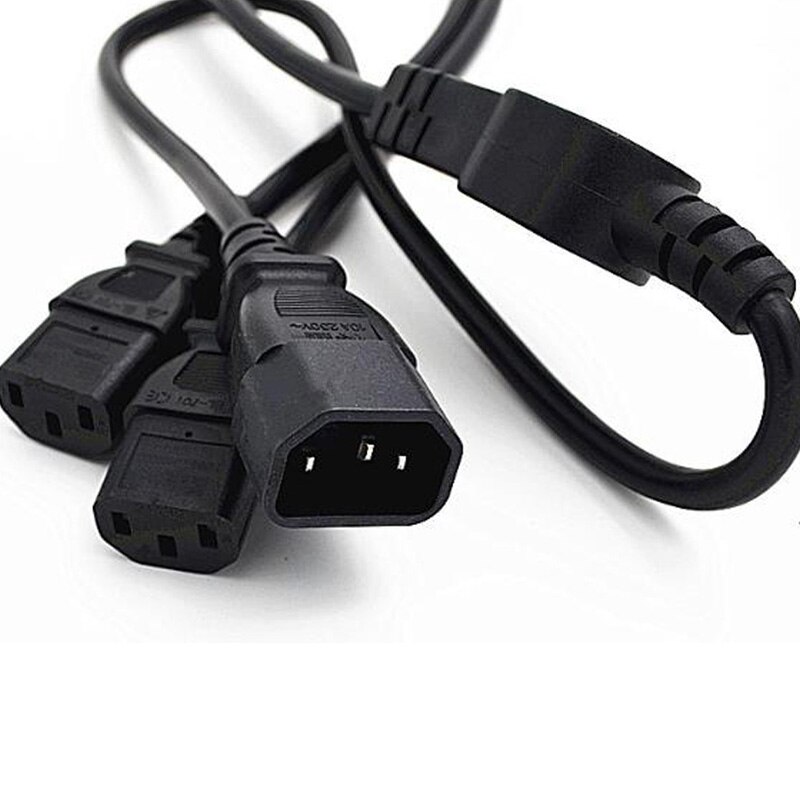Black 2.0M male C14 TO C13 female transfer extension power cable one sub-two UPS PDU chassis interface server power cord