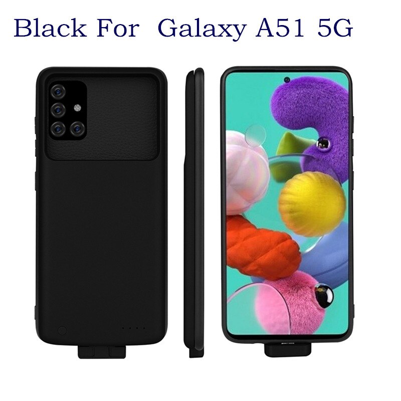 Magnetische Acculader Gevallen Voor Galaxy A71 5G Backup Power Bank Batterij Opladen Cover Voor Samsung Galaxy A51 5G Batterij Case: Black For A51 5G