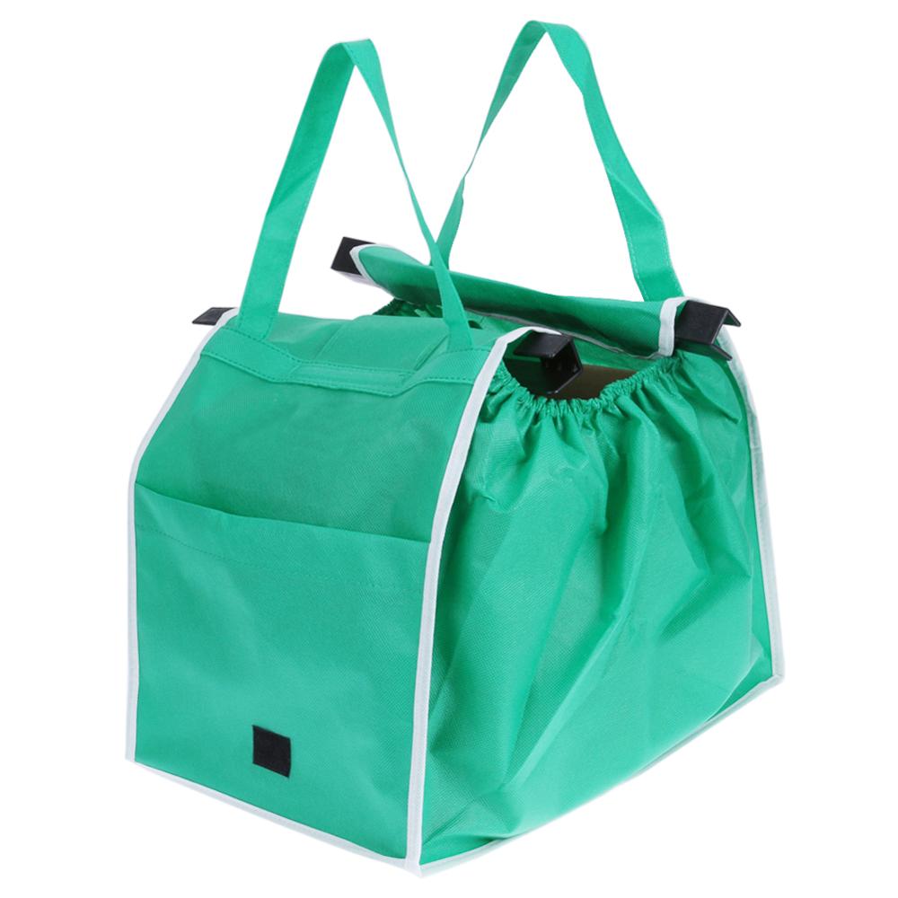 1pc Women Foldable Large Shopping Bags Trolley Clip-To-Cart Grocery Shopping Totes Portable Reusable Eco-friendly Bags Handbags