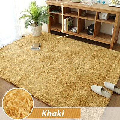 Living Room Carpet Bedroom Mat Soft Plush Tatami Mat Simple Baby Thicken Bedside Bed Front Bedroom Coffee Table Rug: khaki / 100cm x 160cm