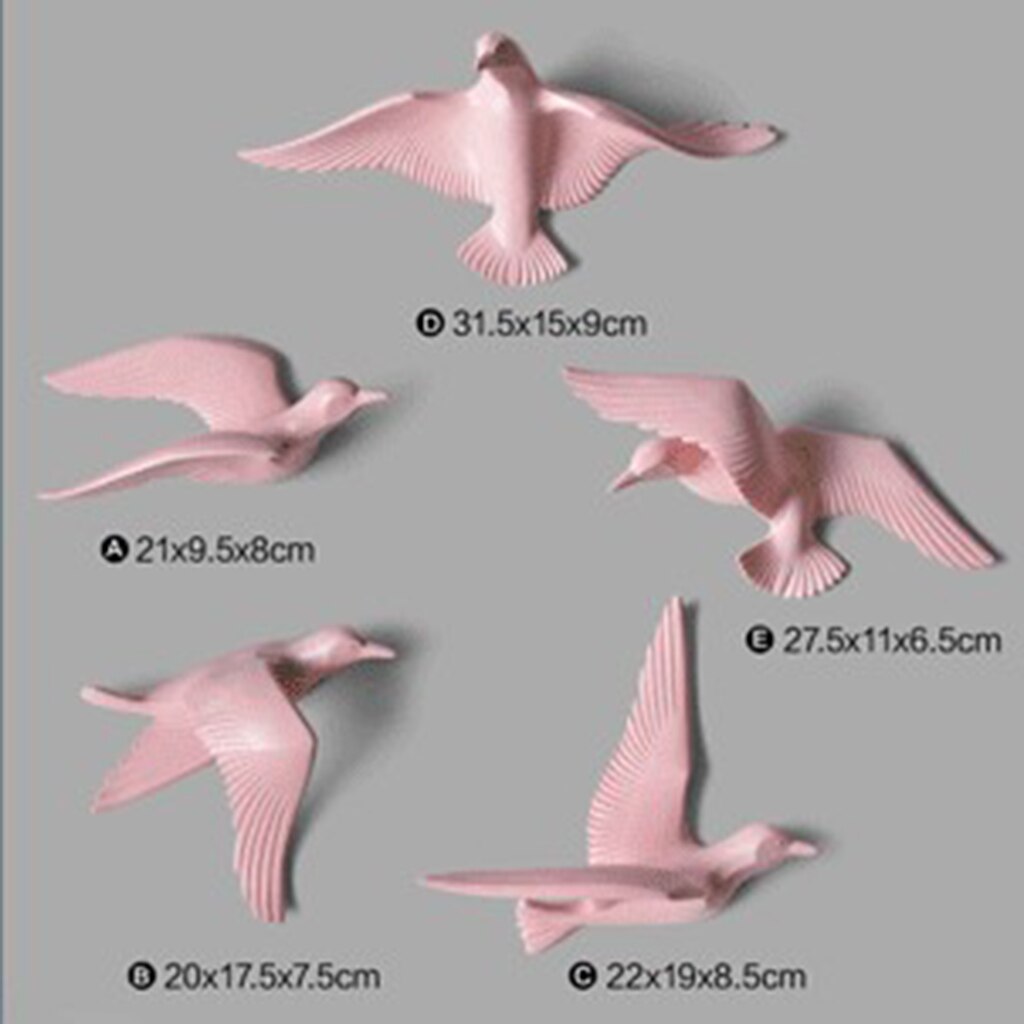 3D Resin Flying Seagull Birds Crafts Wall Art Sculpture Living Room Bedroom Wall Hanging Decoration