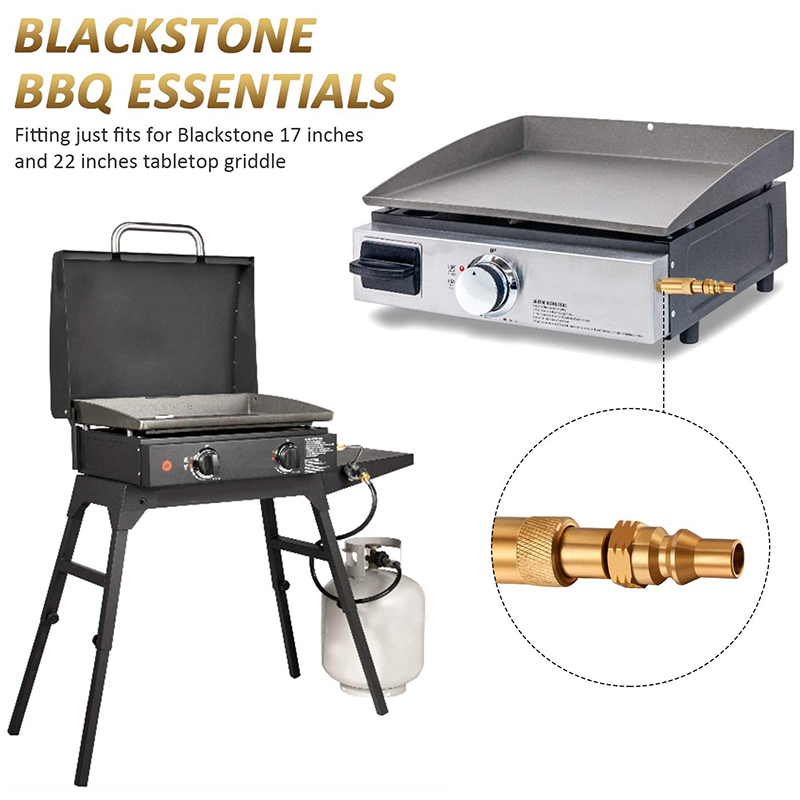 1/4 Inch Low Pressure Quick Disconnect Or Connect Conversion Fitting Works for Blackstone Tabletop Grill, 17 Inches and 22 Inche