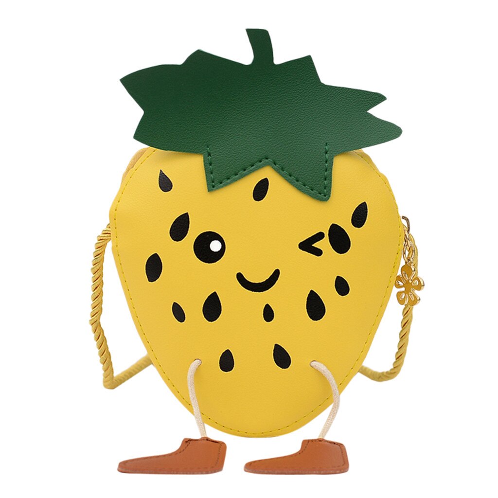 Bolso de hombro de fresa para niños y niñas, bonitos bolsos de hombro tipo bandolera de dibujos animados, bolso cruzado de viaje al aire libre: Yellow 