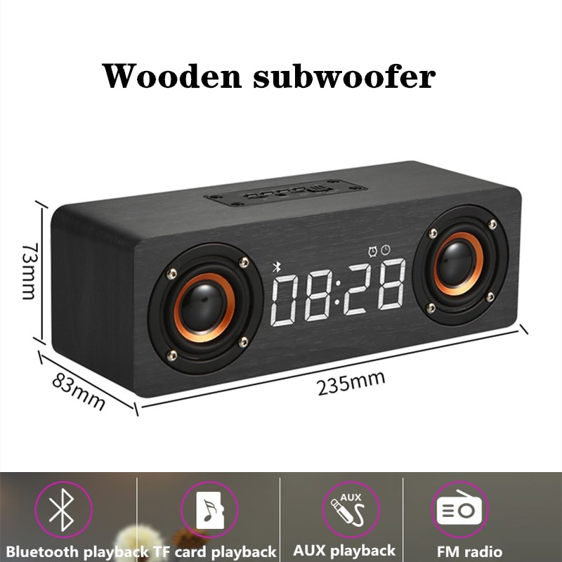 Home Theater Draadloze Bluetooth Speaker Houten Draagbare Kolom Subwoofer Met Wekker Fm Radio Tv Luidsprekers Soundbar Aux Tf